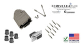 Female DB9 Crimp Type DIY Kit. Complete Bundle DIY Kit Includes D-Sub Crimp Connector, Crimp Pins, Deluxe No-Ear, Full Profile Metal Housing, Strain Relief Grommet, and Screws.