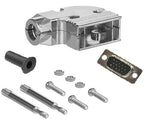 CompuCablePlusUSA.com D-Sub Connector DIY Kit – Solder Type Male, Right Angle (90°) Shielded Hood, High Density 15 Pin