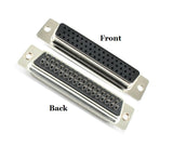 Metal connector with front and back views on a white background
