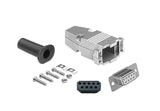 CompuCablePlusUSA.com D-Sub DB9 Solder Female Ferrite/Filtered Connector DIY Kit with Shielded Metal Hood for 20 Wire Gauge.