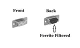 CompuCablePlusUSA.com D-Sub DB9 Solder Female Ferrite/Filtered Connector Front and Back images.