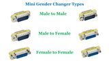 D-Sub Serial Mini Gender Changer Coupler Adapter (Mini Gender Changer, 6 PCS/Pack) (DB15, Male to Male)