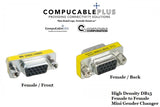 D-Sub Serial Mini Gender Changer Coupler Adapter (Mini Gender Changer, 6 PCS/Pack) (High Density DB15, Female to Female)