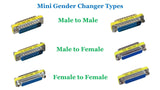 D-Sub Serial Mini Gender Changer Coupler Adapter (Mini Gender Changer, 6 PCS/Pack) (DB25, Male to Female)