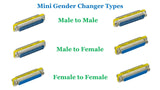 D-Sub Serial Mini Gender Changer Coupler Adapter (Mini Gender Changer, 6 PCS/Pack) (DB37, Male to Male)