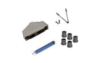 Male DB37 Solder Type DIY Kit.  Complete Bundle DIY Kit Includes D-Sub Connector, Deluxe No-Ear, Full Profile Metal Housing, Strain Relief Grommet, and Screws.