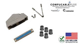 Female DB37 Solder Type DIY Kit.  Complete Bundle DIY Kit Includes D-Sub Connector, Deluxe No-Ear, Full Profile Metal Housing, Strain Relief Grommet, and Screws.