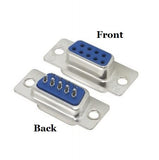 9 Pin D-Sub Solder Type Female Connector Front and Back Images.
