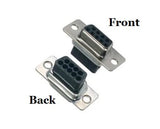9 Pin D-Sub Crimp Type Female Connector Front and Back Images.
