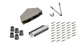 Female DB37 Crimp Type DIY Kit. Complete Bundle DIY Kit Includes D-Sub Crimp Connector, Crimp Pins, Deluxe No-Ear, Full Profile Metal Housing, Strain Relief Grommet, and Screws.