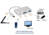 USBC Adapter 3 in 1 - Connect A : USB 3.1 Type C Male to Connect B : Female VGA (HD15) / Female USB Type-A / Female USB Type-C (VGA & USB)