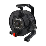 CompuCablePlus CAT6A S/FTP Indoor/Outdoor IP67 Waterproof Retractable Shielded Ethernet Network Cable Mobile Extension Reel, Female to Female, 150FT, Black.