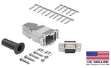 High Density DB15 Crimp female Connector complete bundle DIY Kit includes connector, housing, female crimp pin, strain relief grommets and screws.