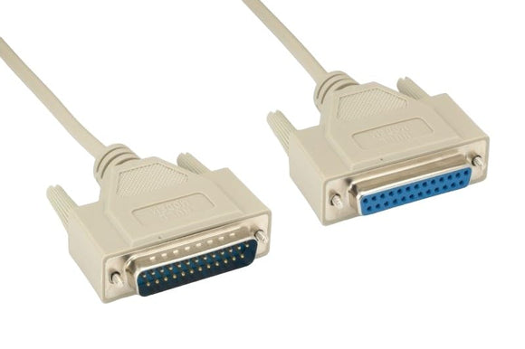 CompuCablePlusUSA.com Null Modem Cable Shielded, Molded, Beige (DB25 to DB25, Male to Female)