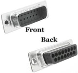 15 Pin D-Sub Crimp Type Male Connector Front and Back Images.