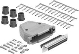 DB37 Crimp Female Connector complete bundle DIY Kit includes connector, hood, female crimp pin, strain relief grommet and screws.
