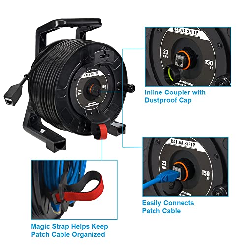CAT.6A S/FTP IP67 Waterproof Ethernet Extension Reel F/F 150 FT