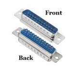 DB25 Male Solder Connector Front and Back Views.