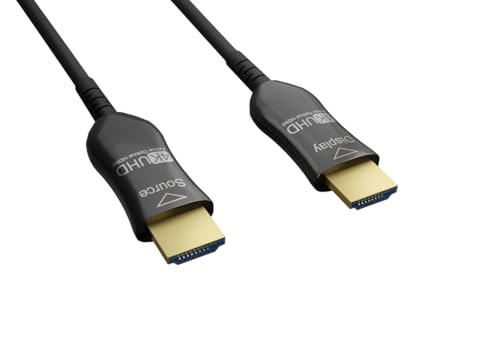CompuCablePlusUSA.com 4K HDMI 2.0 Cable with Built-in Signal Booster, 4K/UHD High-Speed Hybrid Active Optical Cable (AOC) Plenum-Rated (CMP) 4K60Hz, 18 Gbps, M/M, 35 FT to 75 FT.