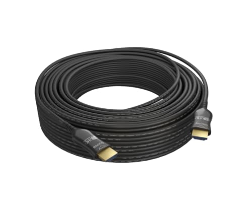 CompuCablePlusUSA.com 4K HDMI 2.0 Cable with Built-in Signal Booster, 4K/UHD High-Speed Hybrid Active Optical Cable (AOC) Plenum-Rated (CMP) 4K60Hz, 18 Gbps, M/M, 35 FT to 75 FT.