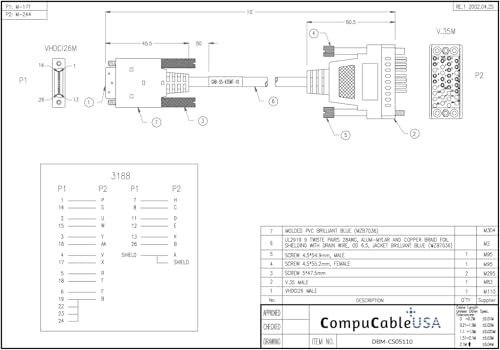 Cisco® Smart Serial Cable 26-Pin Male to V.35 Male 10FT Blue (CAB-SS-V35MT Compatible)