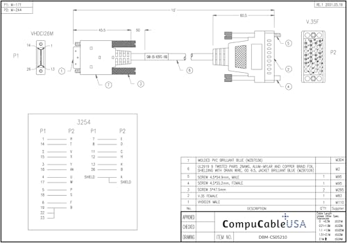 Cisco® Smart Serial Cable 26-Pin Male to V.35 Female 10FT Blue (CAB-SS-V35FC Compatible)