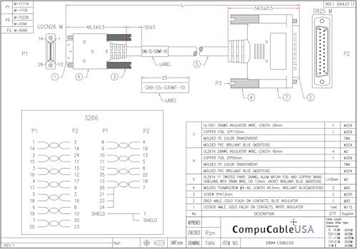 Cisco® Smart Serial Cable 26-Pin Male to DB25 Male 10FT Blue (CAB-SS-530MT Compatible)