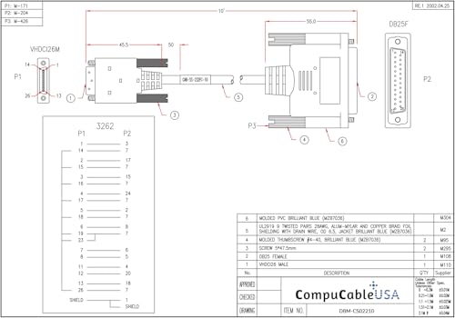 Cisco® Smart Serial Cable 26-Pin Male to DB25 Female 10FT Blue (CAB-SS-232FC Compatible)