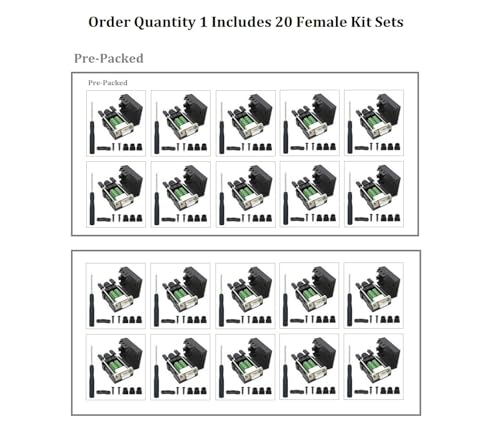 20PCS DB9 Female Breakout Connectors ¡V Solderless RS232 Serial Adapters. Order Quantity 1 Includes 20 Female Kit Sets. 