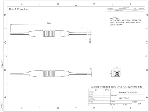 CompuCablePlusUSA.com D-Sub Crimp Pin Insertion and Extraction Tool Data Sheet.
