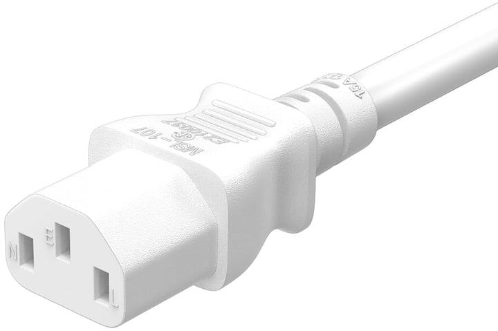 CompuCablePlusUSA.com C13 White Power Cord on a white background.