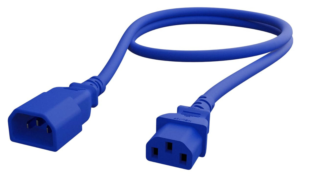 CompuCablePlusUSA.com C14 to C13 Extension Power Cord, 18AWG, Blue.