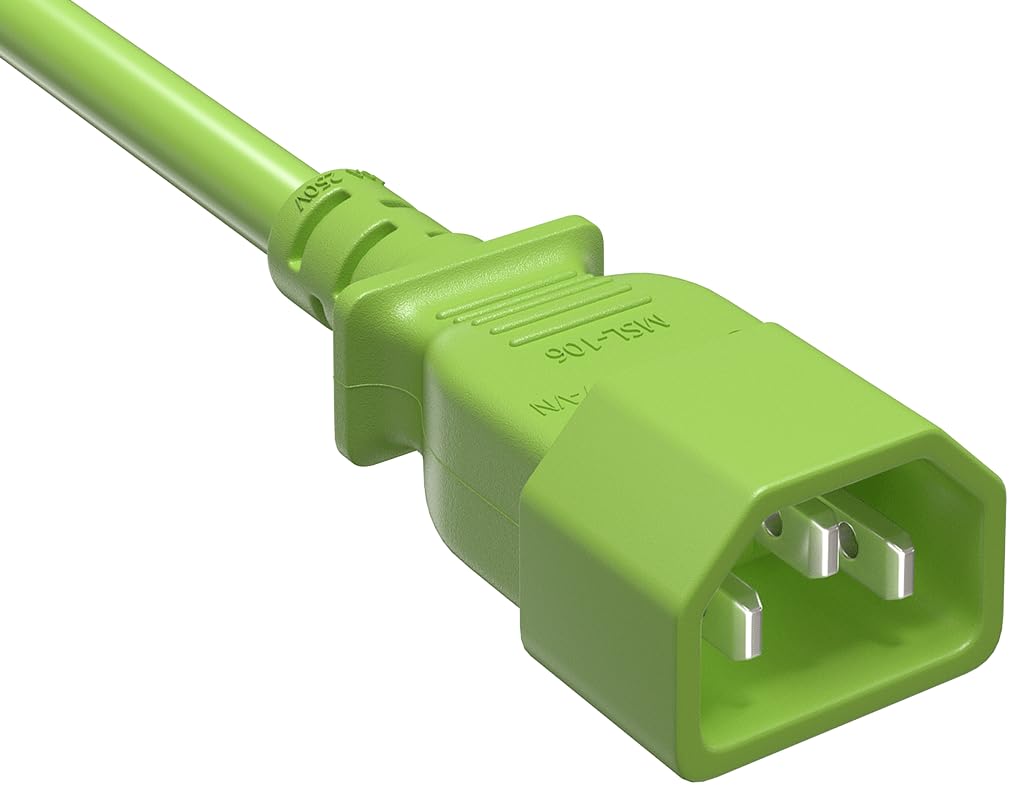 CompuCablePlusUSA.com C14 Extension Power Cord, 18AWG, Green