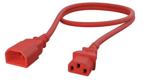 CompuCablePlusUSA.com C14 to C13 Extension Power Cord, 18AWG, Red.