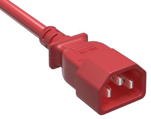 CompuCablePlusUSA.com C14 Extension Power Cord, 18AWG, Red.