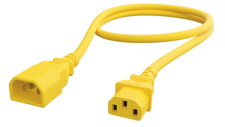 CompuCablePlusUSA.com C14 to C13 Extension Power Cord, 18AWG, Yellow.