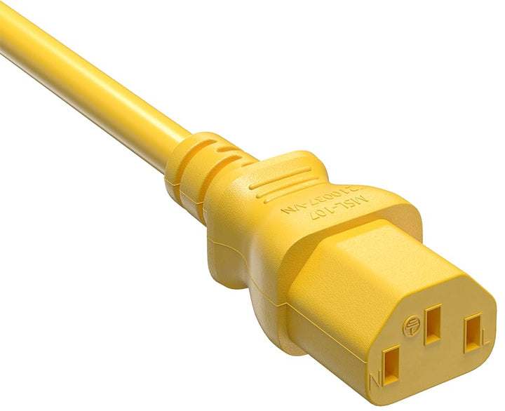 CompuCablePlusUSA.com C13 Extension Power Cord, 18AWG, Yellow.