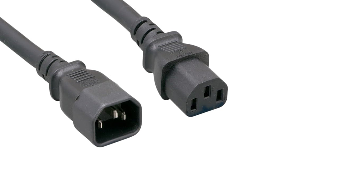 CompuCablePlusUSA.com C14 to C13 Extension Power Cord, 18AWG, Black.