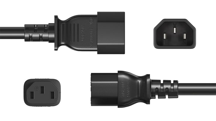 CompuCablePlusUSA.com C14 to C13 Extension Power Cord, 18AWG, Black.