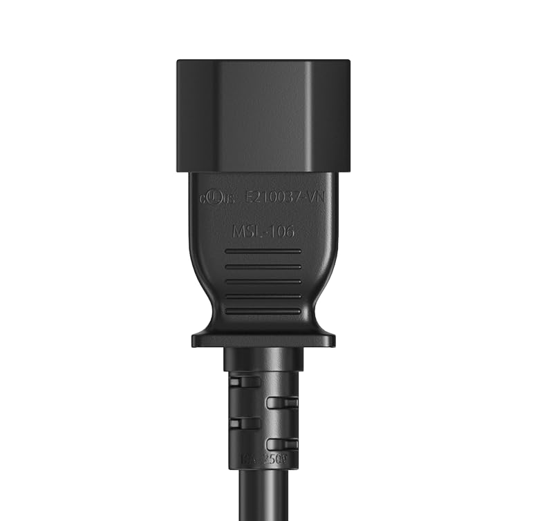 CompuCablePlusUSA.com C14 Extension Power Cord, 18AWG, Black.