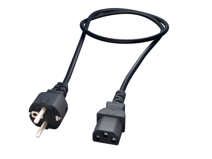 CompuCablePlusUSA Straight European Schuko CEE 7/7 to IEC 60320 C13 AC Power Cord Black Color.