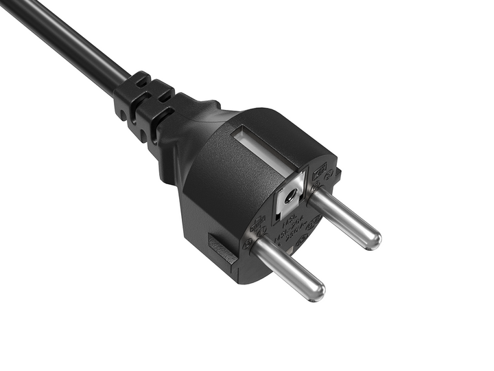 CompuCablePlusUSA Straight European Schuko CEE 7/7 AC Power Cord Black Color.