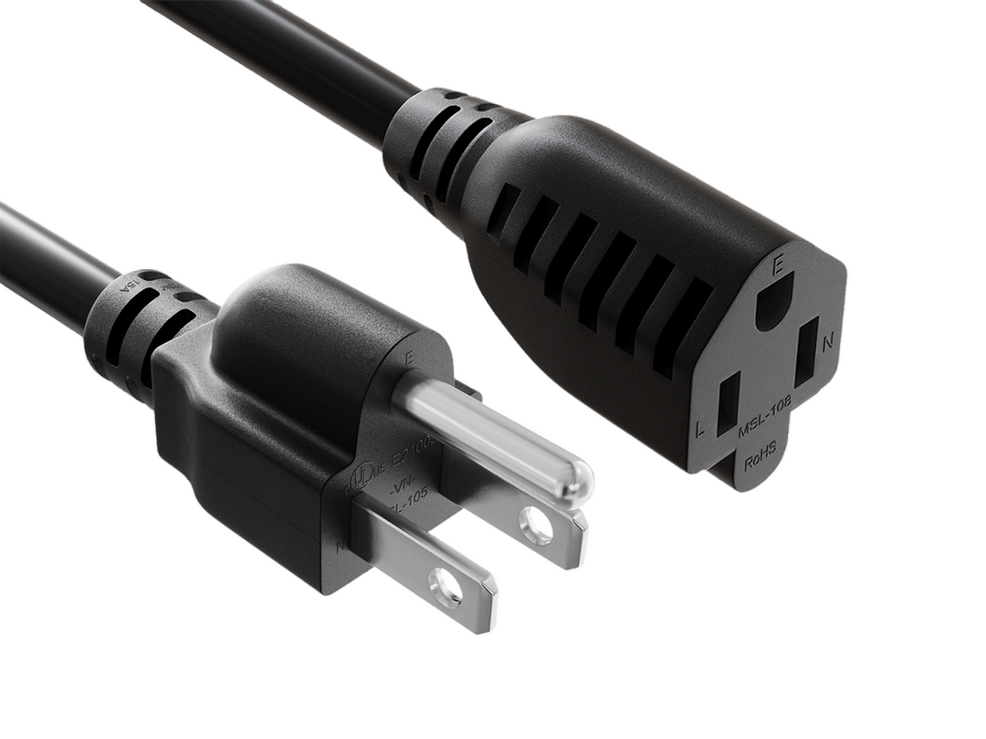 CompuCablePlusUSA NEMA 5-15P to NEMA 5-15R Outdoor Heavy-Duty Extension Cord Black Color.