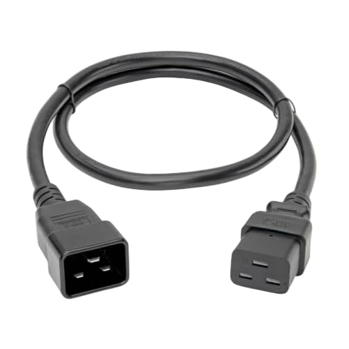 CompuCablePlusUSA.com C20 to C19 Heavy Duty Extension Power Cord, 12AWG, Black Color.