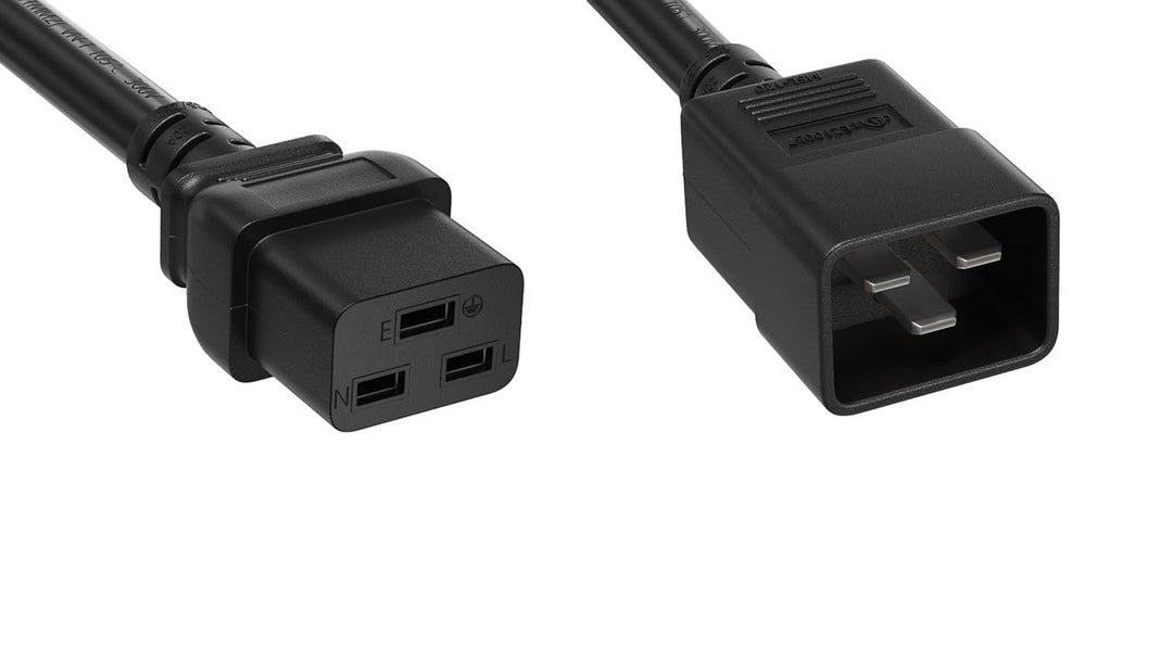 CompuCablePlusUSA.com C20 to C19 Heavy Duty Extension Power Cord, 12AWG, Black Color.