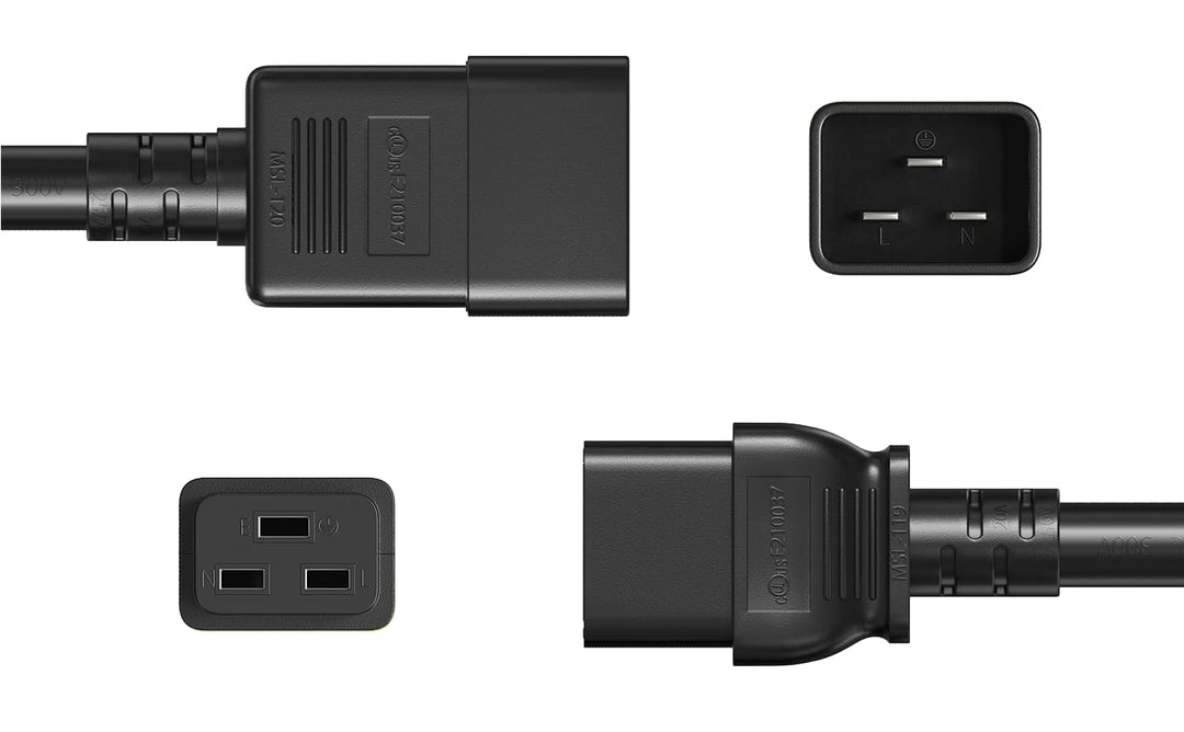 CompuCablePlusUSA.com C20 to C19 Heavy Duty Extension Power Cord, 12AWG, Black Color.