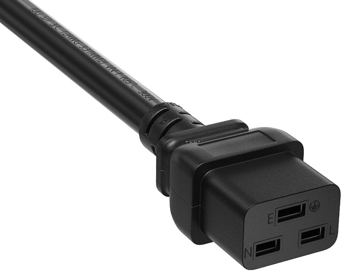 CompuCablePlusUSA.com C19 Heavy Duty Extension Power Cord, 12AWG, Black Color.