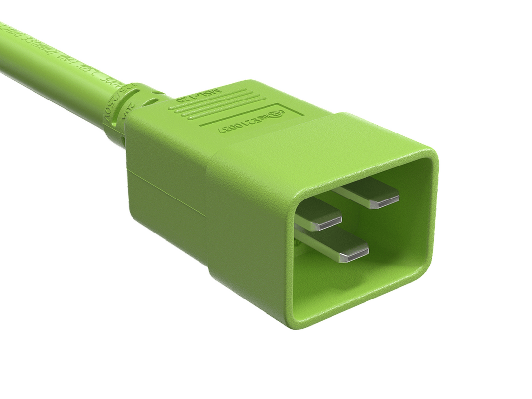 CompuCablePlusUSA IEC 60320 C20  Extension Jumper Power Cord Green Color.
