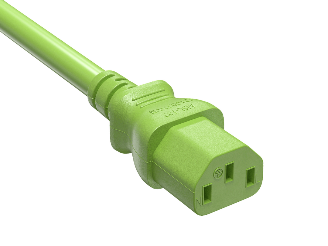 CompuCablePlusUSA IEC 60320 C13 Extension Jumper Power Cord Green Color.