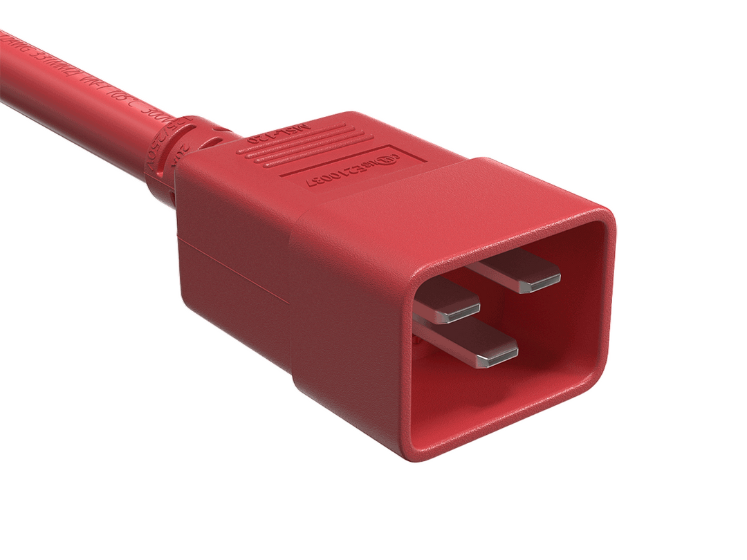 CompuCablePlusUSA IEC 60320 C20 Extension Jumper Power Cord Red Color.